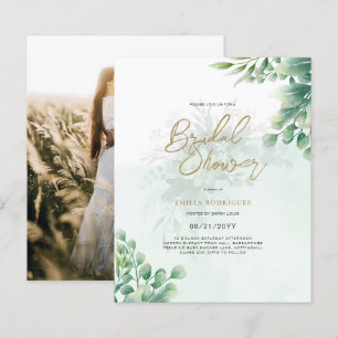 Budget Photo Bridal Shower Invitation Rustic Leaf