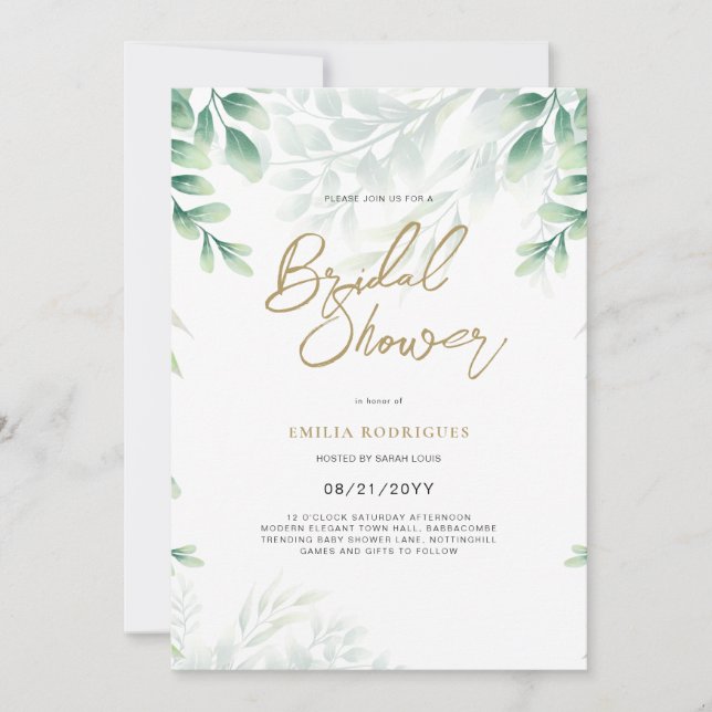 Budget Photo Bridal Shower Invitation Rustic Leaf (Front)