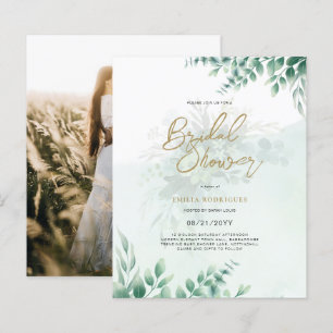 Budget Photo Bridal Shower Invitation Rustic Leaf