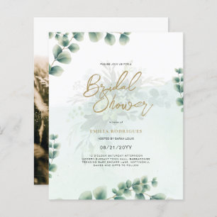 Budget Photo Bridal Shower Invitation Rustic Leaf