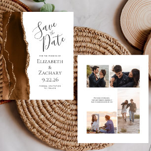 Budget Photo Brown Gold Agate Save the Date