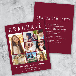 Budget Photo Burgundy Graduation Party Invitation