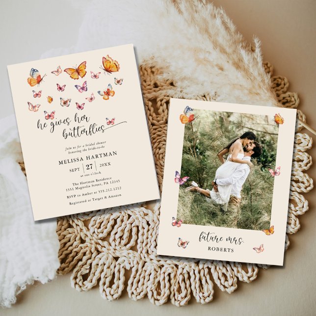 Budget Photo Butterflies Bridal Shower Invitation (Creator Uploaded)