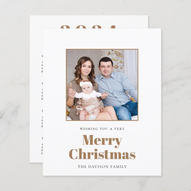 BUDGET Photo Calendar 2024 Merry Christmas Card (Front/Back)