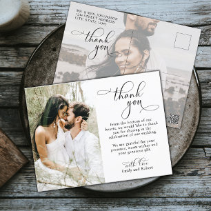 Budget Photo Calligraphy Script Wedding Thank You Postcard
