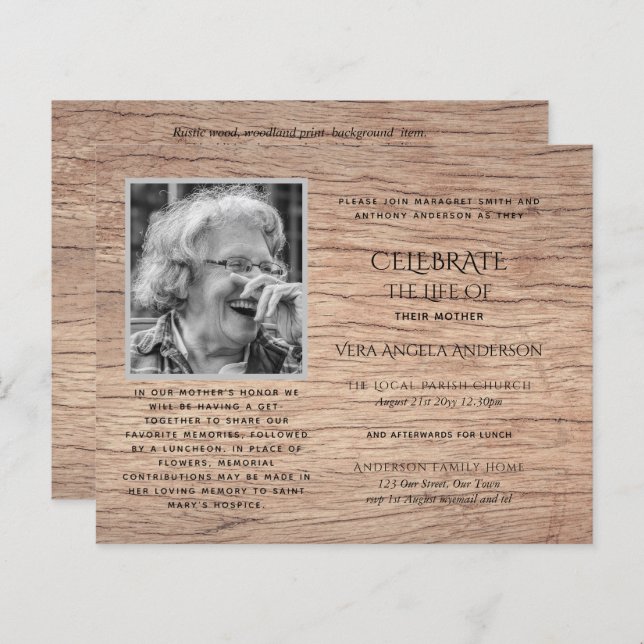 BUDGET PHOTO Celebration of Life INVITATIONS (Front/Back)