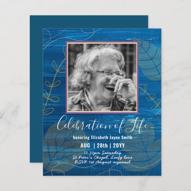 BUDGET PHOTO Celebration of Life INVITATIONS (Front/Back)