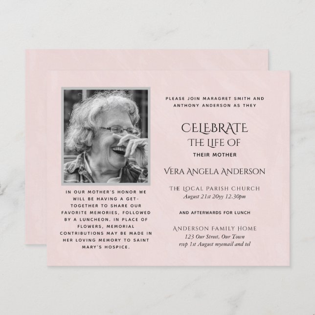 BUDGET PHOTO Celebration of Life INVITATIONS (Front/Back)