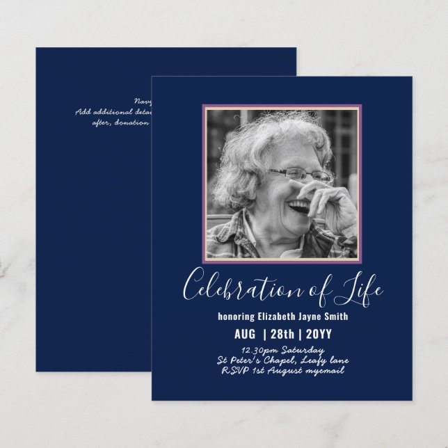 BUDGET PHOTO Celebration of Life INVITATIONS (Front/Back)