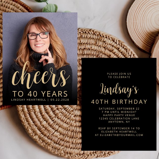 Budget Photo Cheers 40th Birthday Party Invite (Creator Uploaded)