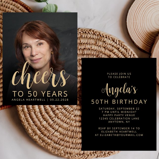 Budget Photo Cheers 50th Birthday Party Invite (Creator Uploaded)