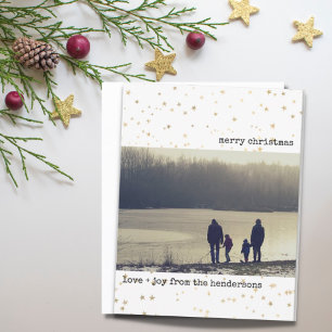 Budget Photo Christmas Card Gold Stars