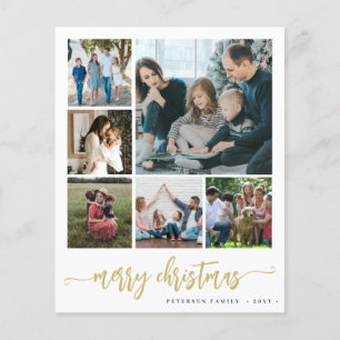 Budget photo Christmas gold script Holiday Card