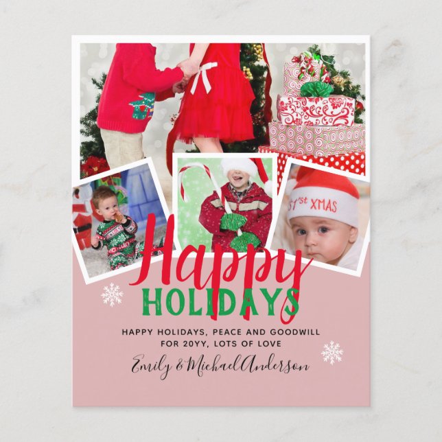 BUDGET Photo Christmas Holidays Cards - Collage (Front)