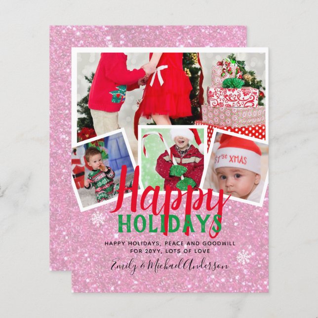 BUDGET Photo Christmas Holidays Cards - Collage (Front/Back)