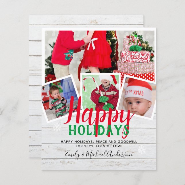 BUDGET Photo Christmas Holidays Cards - Collage (Front/Back)