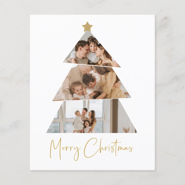 Budget Photo Christmas Tree Greetings Card (Front)
