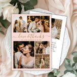 Budget Photo Collage Blush Wedding Thank You Flyer<br><div class="desc">Budget Elegant Gold and Blush Pink Script 5 Photo Collage Wedding Thank You personalised affordable low budget flyer. Modern wedding thank you template featuring five (5) photo on the front and one (1) photo on the back. On the front of paper "Love and thanks" typography script in a swirly hand...</div>