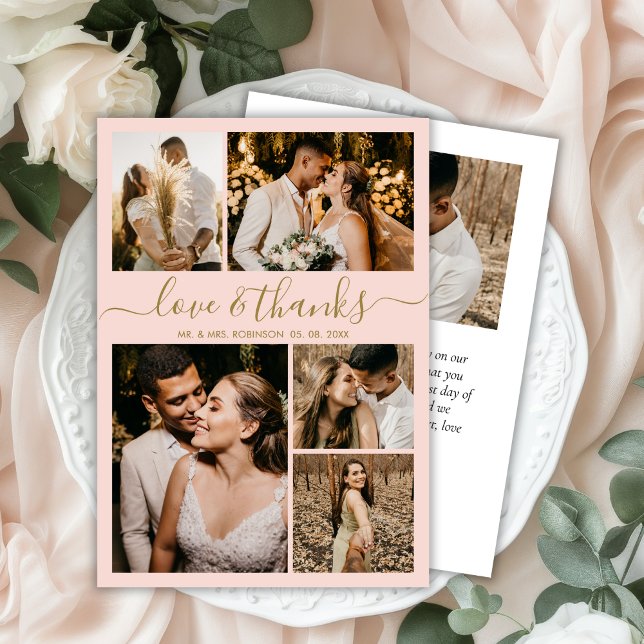 Budget Photo Collage Blush Wedding Thank You Flyer (Creator Uploaded)