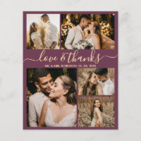 Budget Photo Collage Bordo Wedding Thank You Flyer