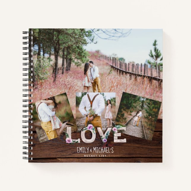 BUDGET Photo Collage Bucket List Couples Keepsake Notebook (Front)