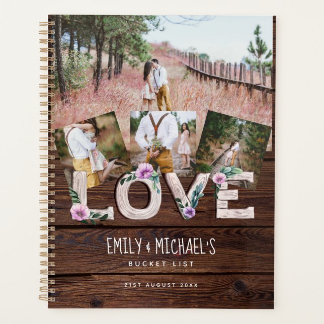 BUDGET Photo Collage Bucket List Couples Keepsake Planner (Front)