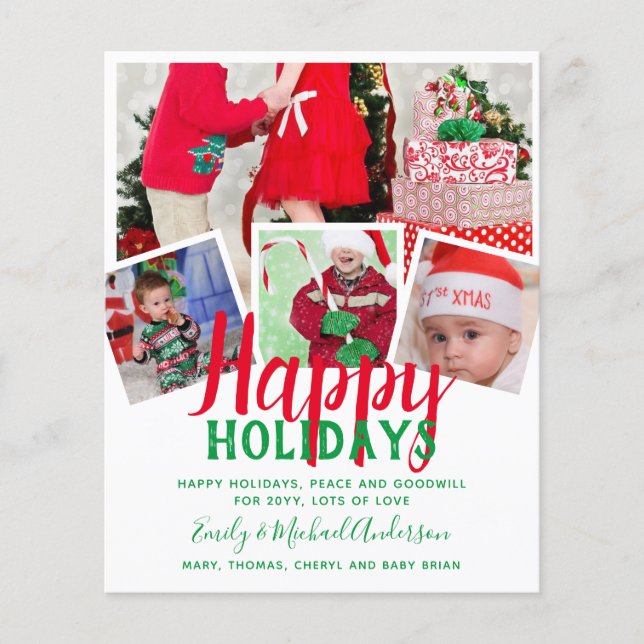 Budget Photo Collage Christmas Cards Annual Letter (Front)