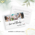 Budget photo collage elegant baby shower thank you card<br><div class="desc">Trendy modern minimalist typography script baby shower love and thanks budget affordable small thank you card template personalised with newborn baby 3 photo grid collage and your text.</div>