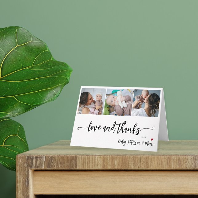 Budget photo collage elegant baby shower thank you note card (Creator Uploaded)