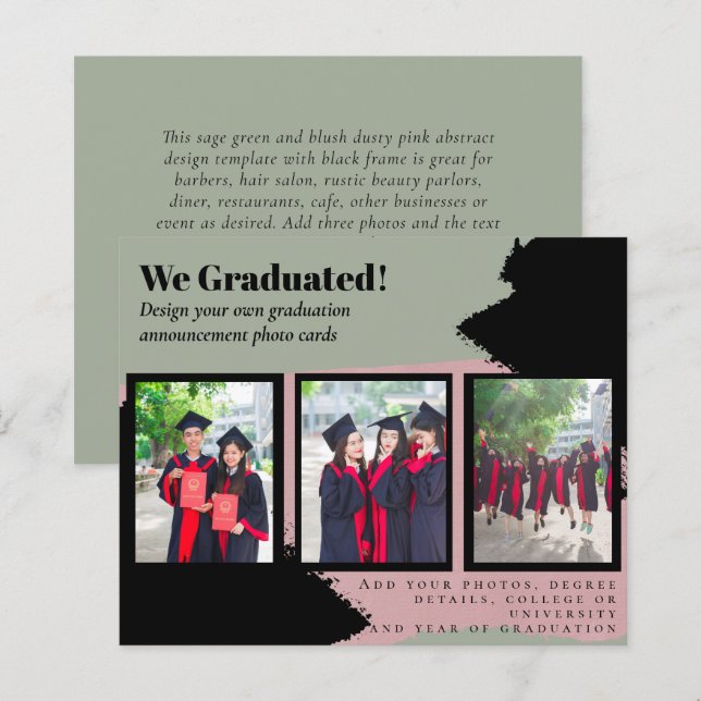 BUDGET Photo Collage GRADUATION Announcement Cards (Front/Back)