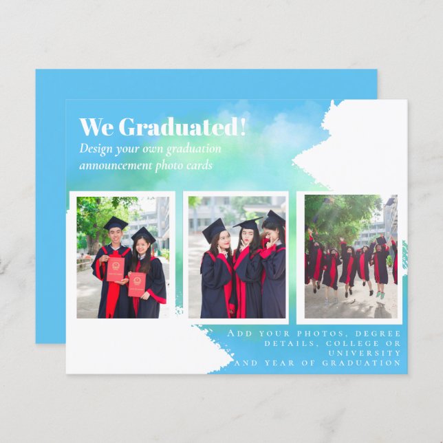 BUDGET Photo Collage GRADUATION Announcement Cards (Front/Back)