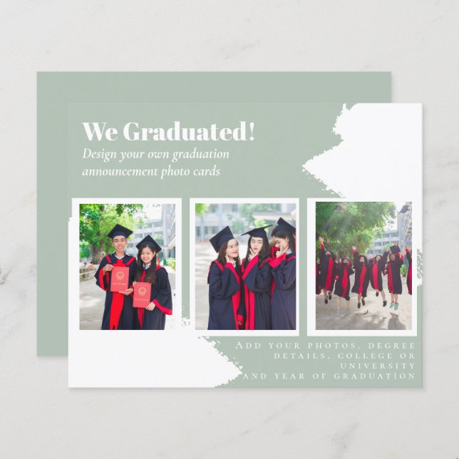 BUDGET Photo Collage GRADUATION Announcement Cards (Front/Back)