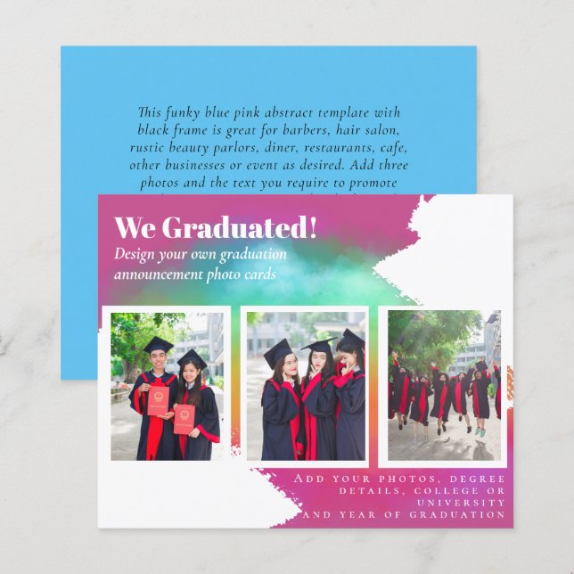 BUDGET Photo Collage GRADUATION Announcement Cards (Front/Back)