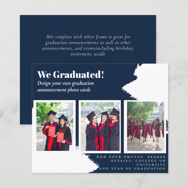 BUDGET Photo Collage GRADUATION Announcement Cards (Front/Back)