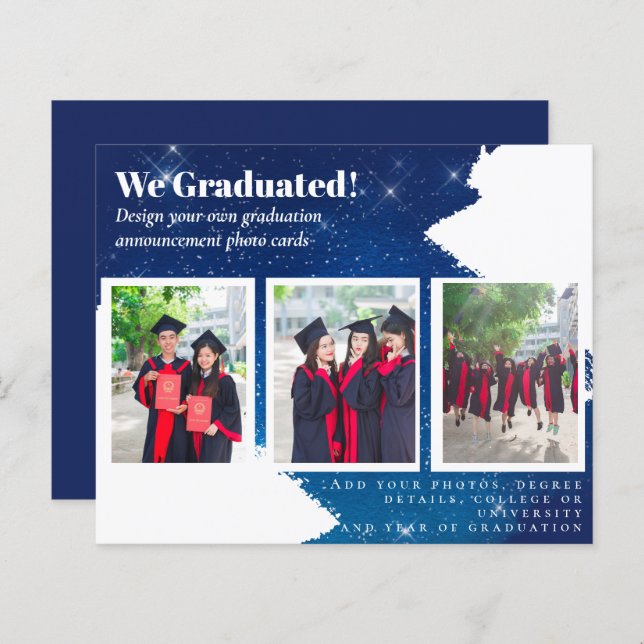 BUDGET Photo Collage GRADUATION Announcement Cards (Front/Back)