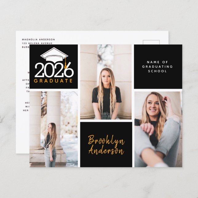 BUDGET Photo Collage Graduation Postcard (Front/Back)