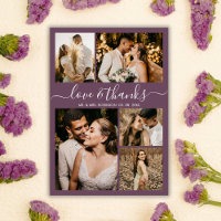 Budget Photo Collage Mauve Wedding Thank You Flyer