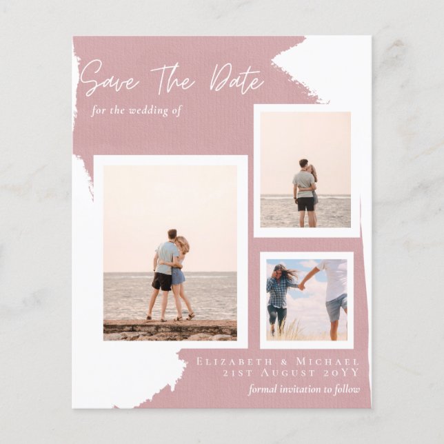 BUDGET Photo Collage Save Date Modern Abstract Flyer (Front)