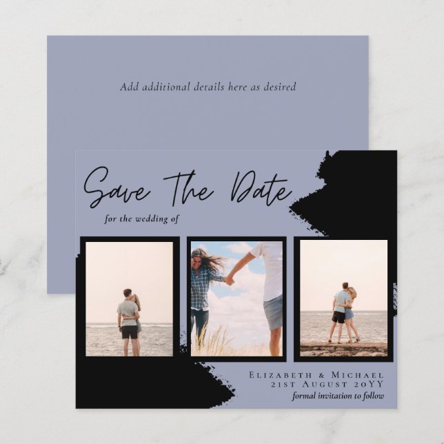 BUDGET Photo Collage Save Date Wedding Modern (Front/Back)