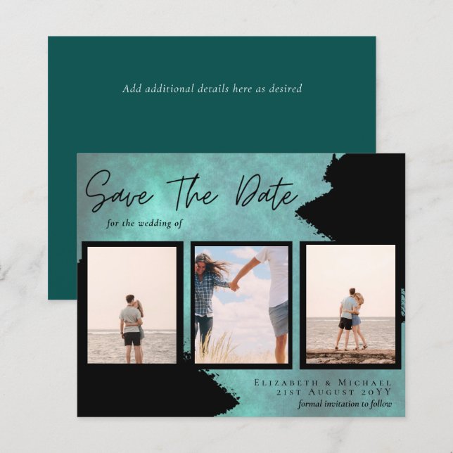 BUDGET Photo Collage Save Date Wedding Modern (Front/Back)