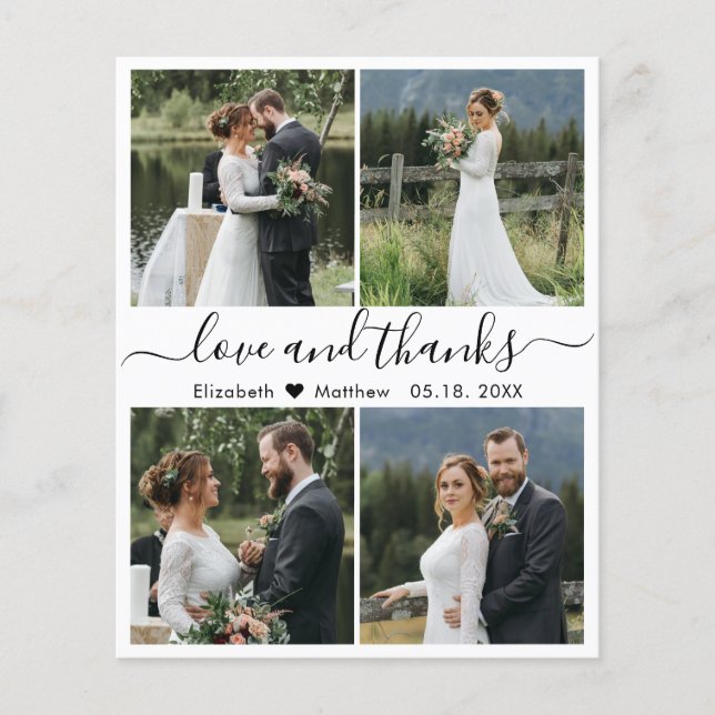 Budget Photo Collage Script Wedding Thank You  (Front)