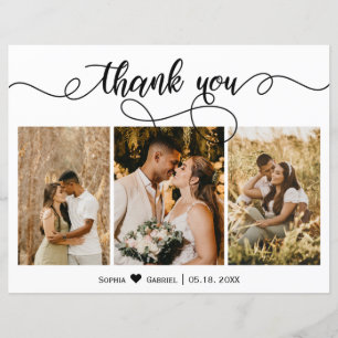 Budget Photo Collage Script Wedding Thank You Card