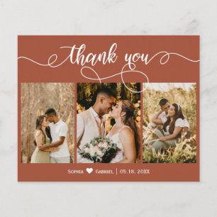 Budget Photo Collage Terracotta Script Wedding 