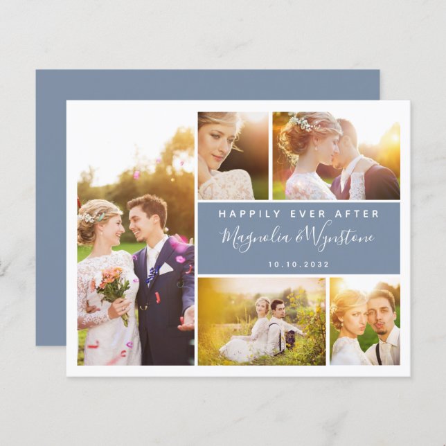 Budget Photo Collage Wedding Thank You Card (Front/Back)