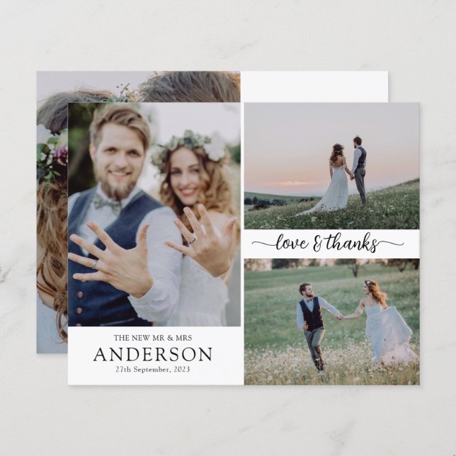 BUDGET Photo Collage Wedding Thank You Card (Front/Back)
