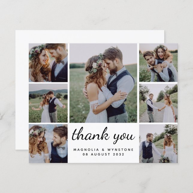 Budget Photo Collage Wedding Thank You Card (Front/Back)