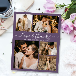 Budget Photo Collage Wedding Thank You Mauve Flyer
