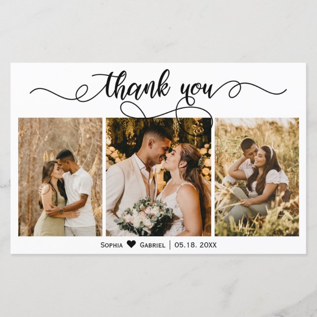 Budget Photo Collage Wedding Thank You Script Card (Front)
