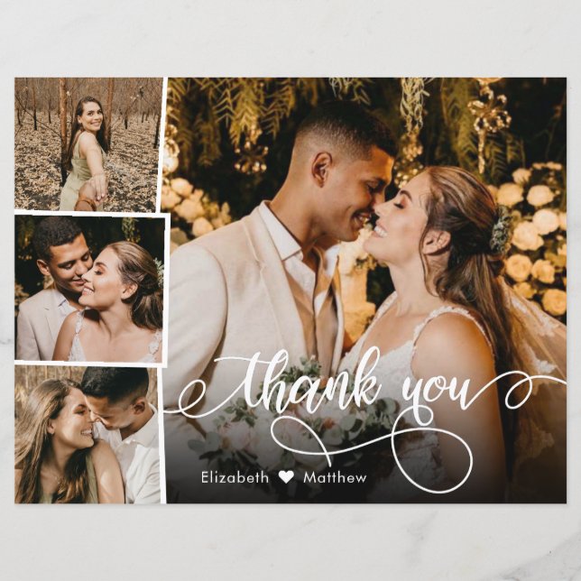 Budget Photo Collage Wedding Thank You Script Card (Front)