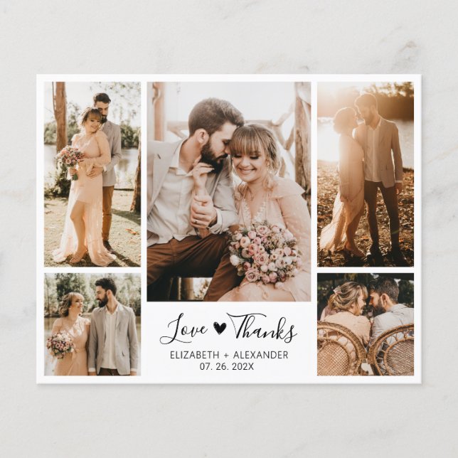 Budget Photo Collage Wedding Thank You Script Card (Front)